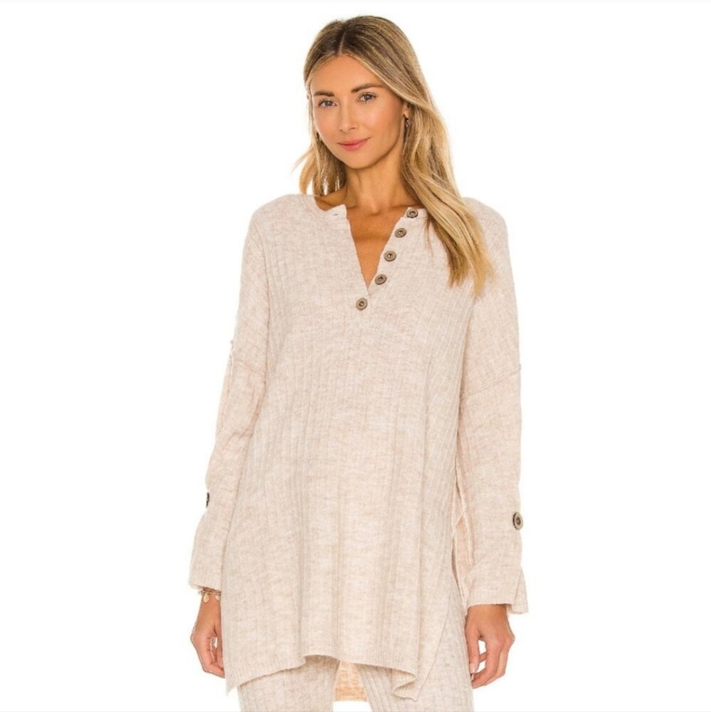 Free People Intimately Free Around The Clock Pullover Tunic Top in Oatmeal